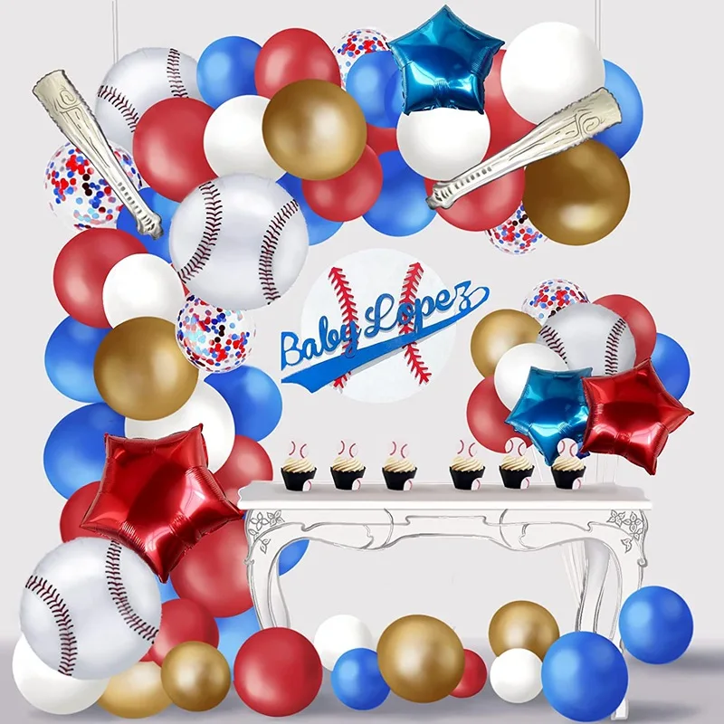 Amazon New Products Baseball Balloon Chain Set Baby Birthday Party Decoration Latex Balloon Balloon Chain Combination