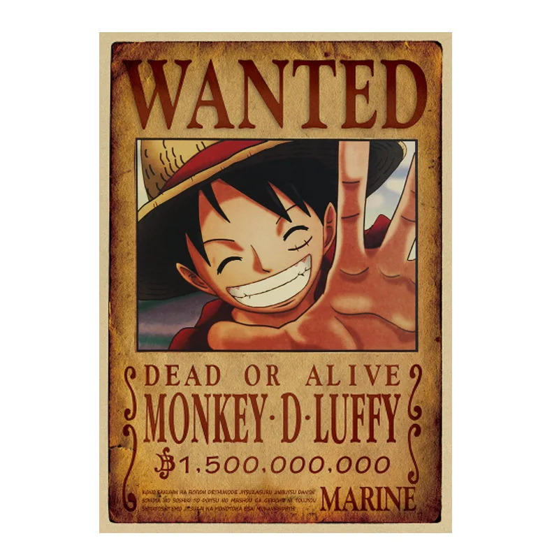 Custom LUFFY Roronoa Zoro Series Cartoon Placard Home Decoration poster Retro Kraft Paper Paperboard Printing