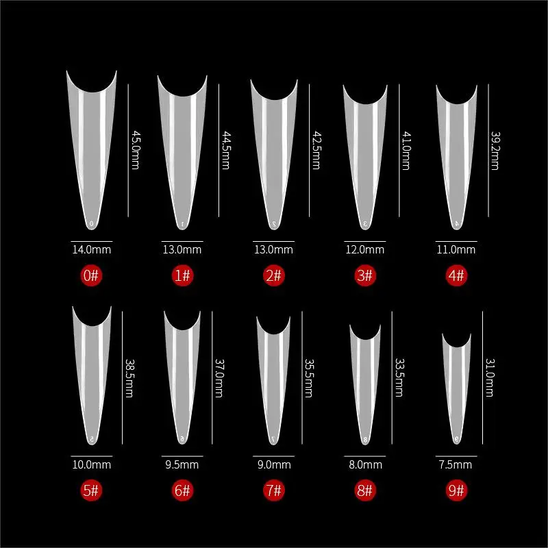 False Nail Tips 500Pcs/Box Soft Long Artificial Acrylic Nail Extension Half Cover Nail Mold Salon Manicure Tools