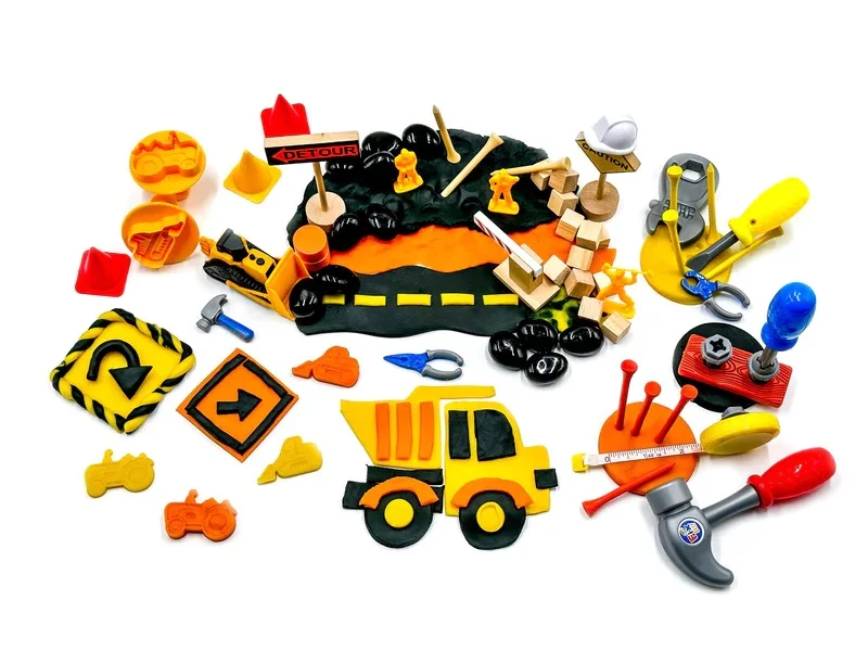 Perfect Kraft Polymer Clay Work Zone Kit Sensory Bin Modeling Clay Theme Construction DIY Educational Toy for Kids