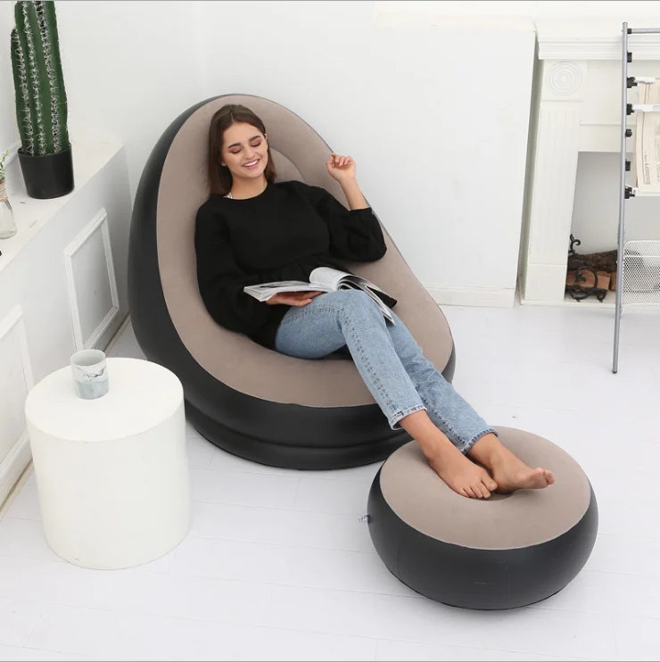 Lower Price Waterproof PVC Foldable Lounge Single Air Inflatable Lazy Relaxing Chair Furniture Living Room Sofas Beds