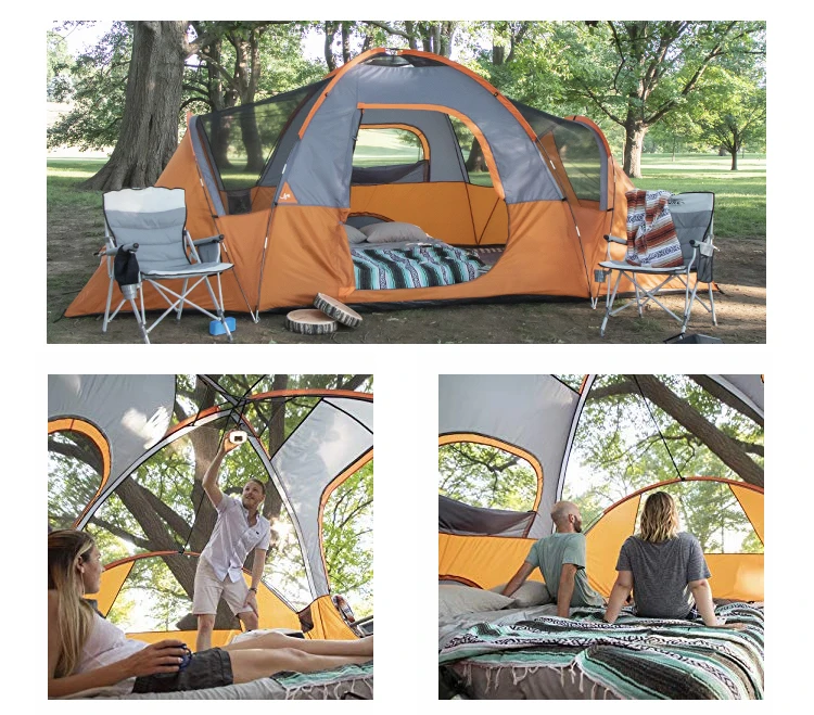 9 Person Canvas Glamping Waterproof Large Family Tents Camping Outdoor Dome Tents