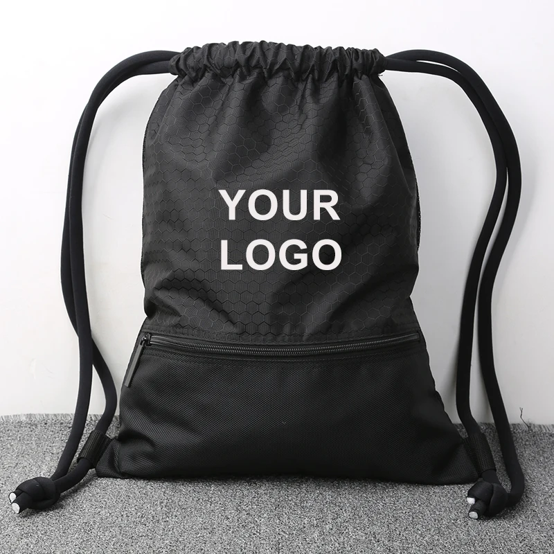 420D Polyester Reusable Blue Travel Sport Backpack Waterproof Polyester Custom Drawstring Bag