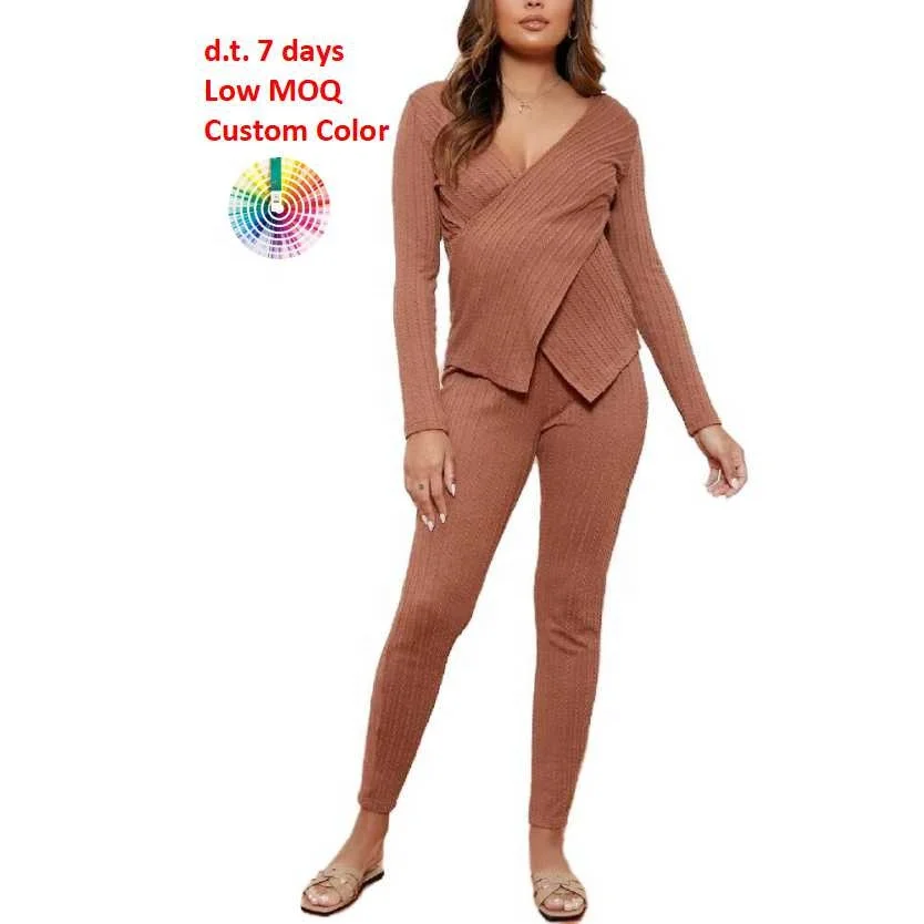 
M042 Spring Long Sleeve Tee and Leggings Two Piece Pajama Maternity Loungewear Sets 