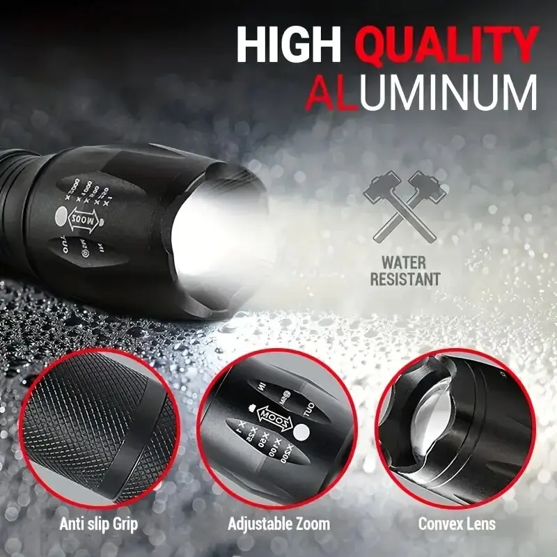 Strong Light Flashlight LED Aluminum Alloy Mini Waterproof Strong Light Portable Outdoor Flashlight Camping