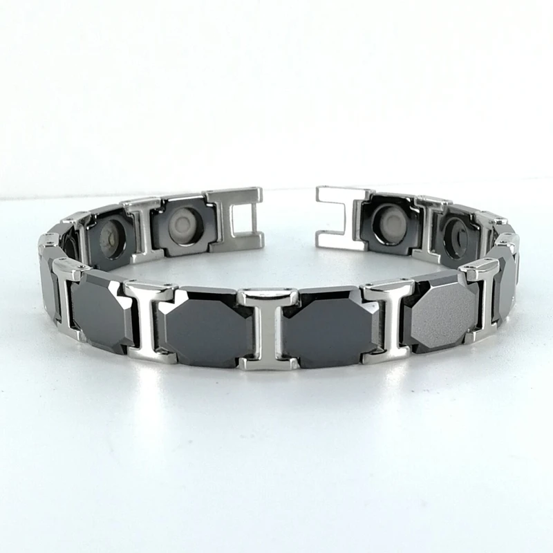Mens Magnetic Therapy Black Power Band 4 in 1 health elements ceramic bracelet