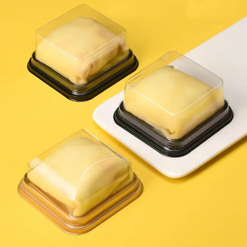 Food Grade Transparent Square Round Mooncake Pastry Plastic Cake Packaging Egg-yolk Puff Container Mini Cake Storage Box