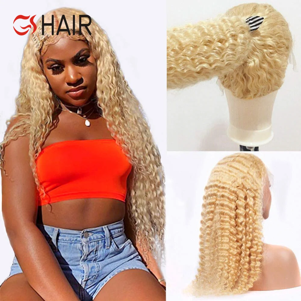 Hot Sale full lace deepwave 613 wig,613 full 34 inch 1b/613 lace front wig human hair,indian human kinky curly virgin hair wig