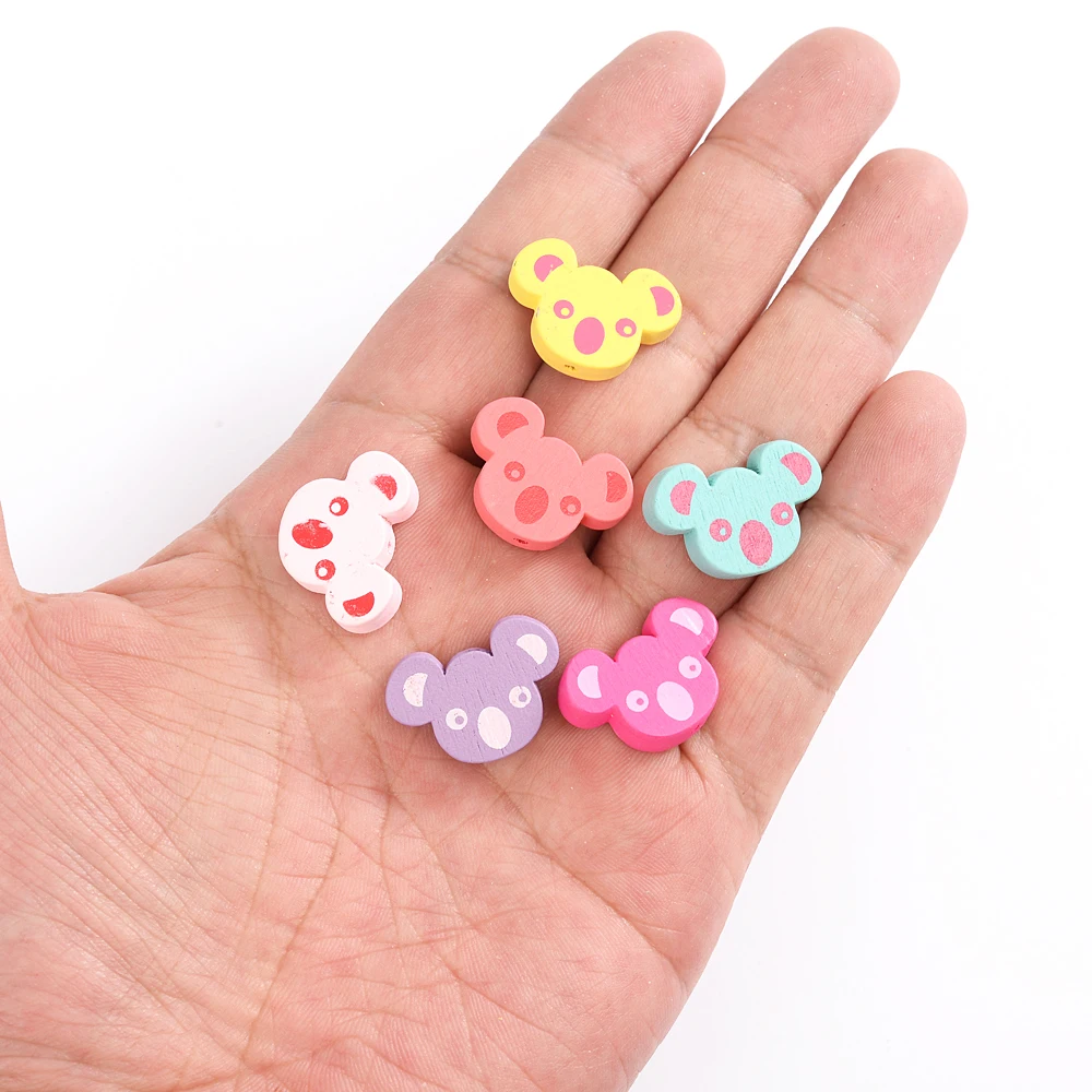 iYOE 30pcs/Lot 15x22mm Koala Shape Wooden Beads Natural Wood Spacer Beads For DIY Home Decor Keychain Necklace Kids Jewelry