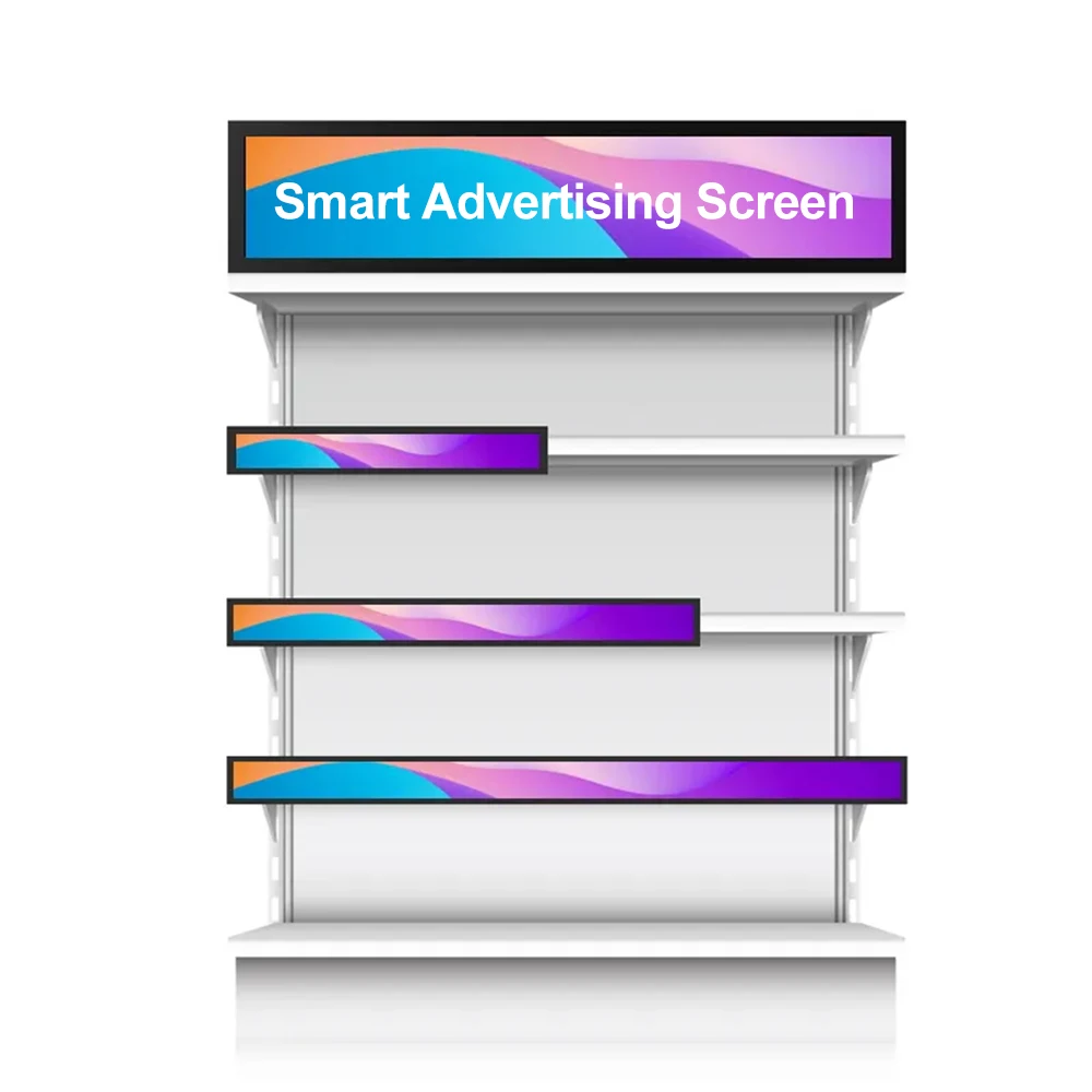 Customized Size P1.25 P1.8 Digital Shelf Edge Screen Strip Screen Display Stretched Bar Led Advertising Display For Retail Store