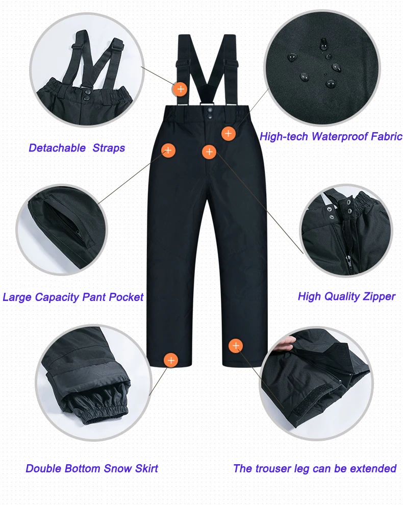 Custom Girls Boys Snow Suit 2Pcs Winter Warm Outdoor  Waterproof Windproof Snowboarding Skiing Jackets with Snow Ski Pants set