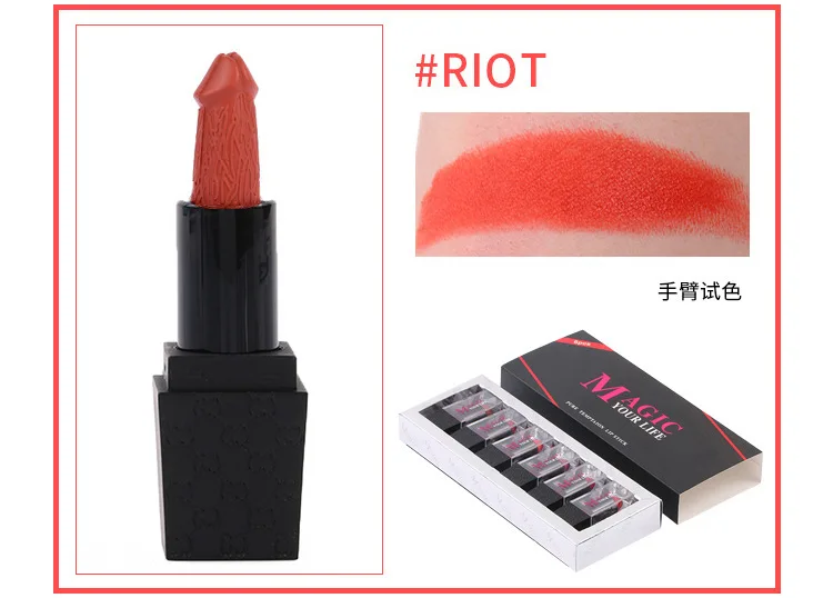 Ready To Ship 5 colors sexy Organic penis nightclub Lipstick set moisturizing Mushroom matte Lipstick set