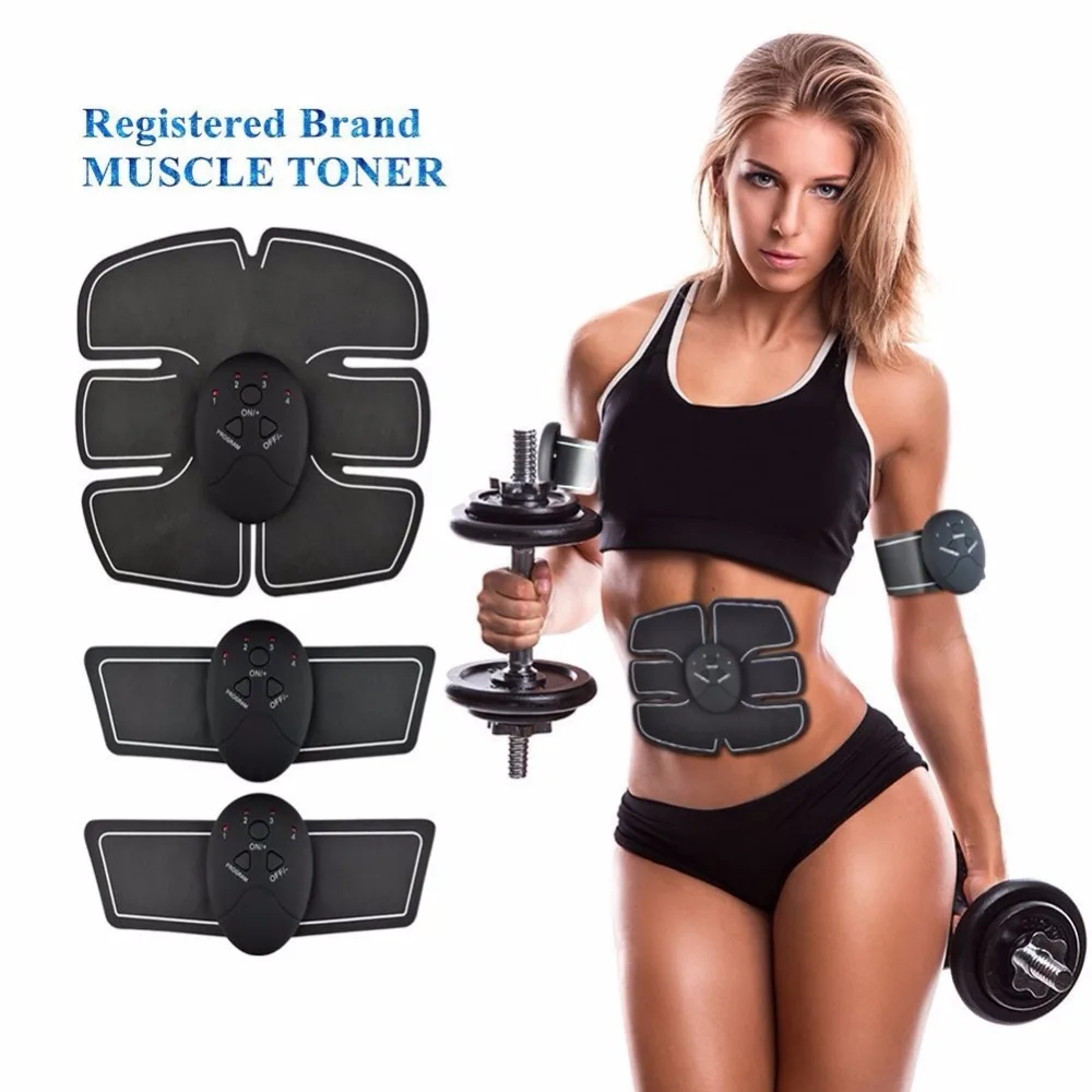 
belt electronic muscle trainer massager stimulator gel pads muscle toner belttoner rechargeable office home workout 