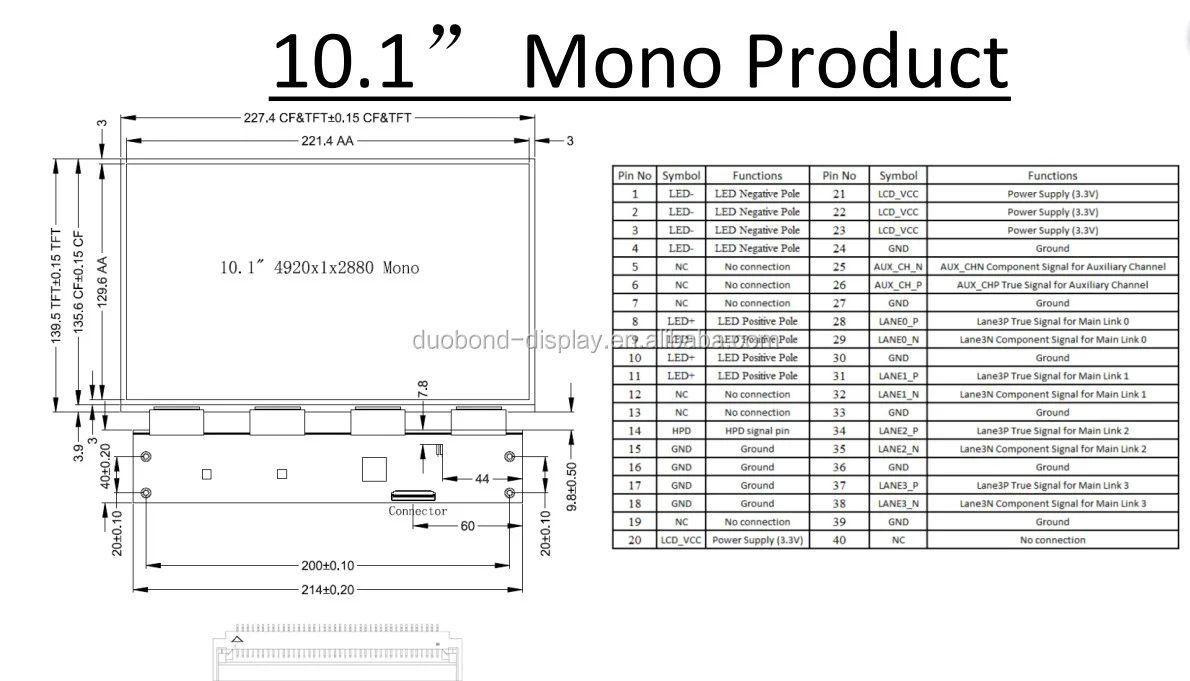 High quality BOE mipi to hdm-i  TFT IPS monochrome lcd Open cell 5K 10.1 inch monochrome lcd display