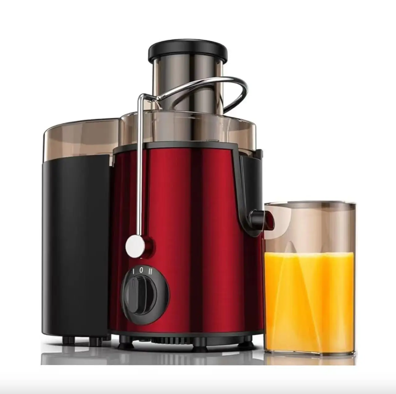 400W Easy Juicer Wide Tank Centrifugal with Smooth Stainless Steel-Red for Fruits and Vegetables BPA Free Easy to Clean
