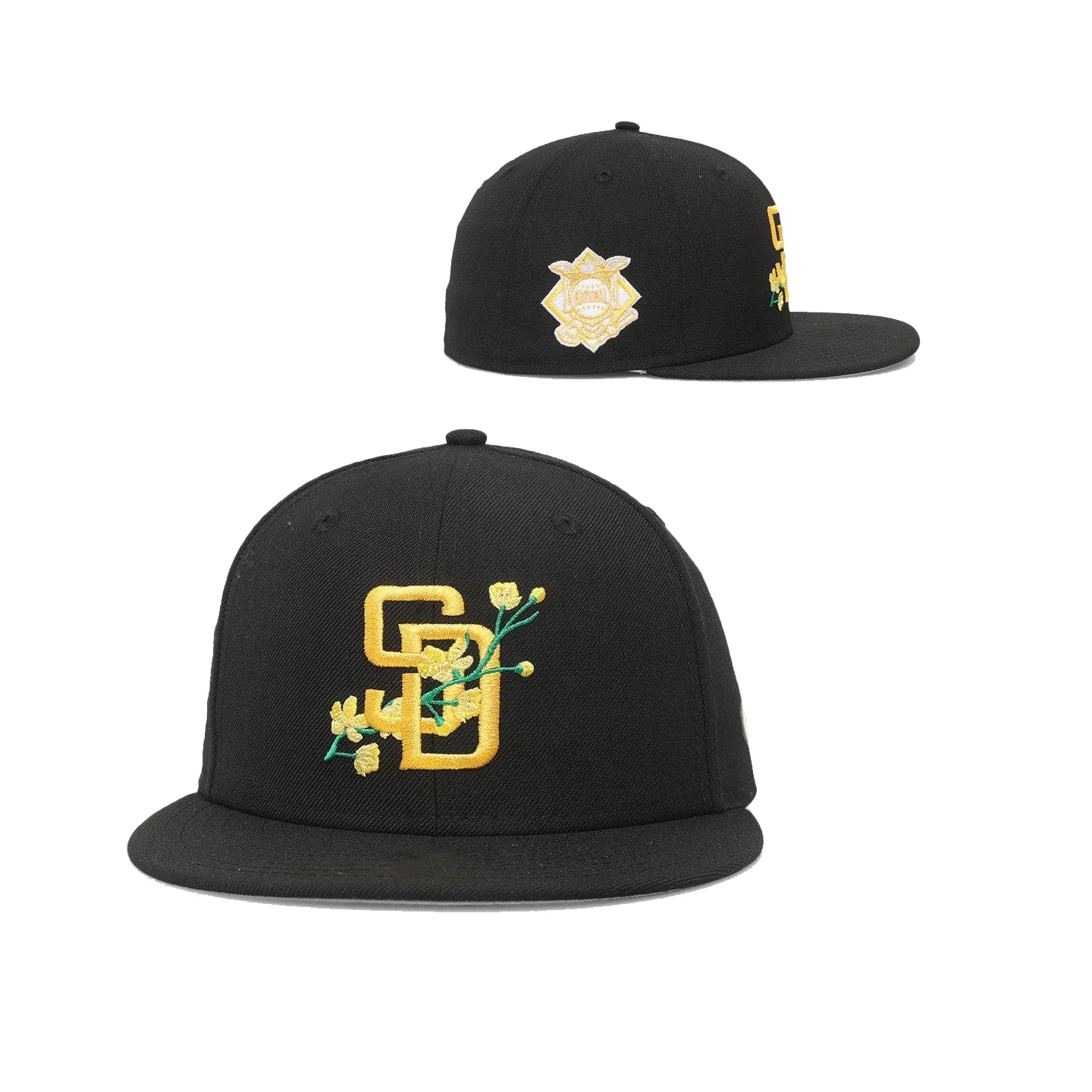 Mens fitted caps new design 3D embroidery Sports caps  custom logo baseball team logo  flat brim  fitted hats