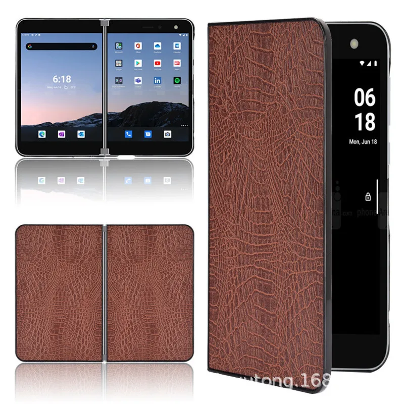 Luxury Ultra Crocodile pattern PU+TPU leather skin case For  Microsoft Surface Duo