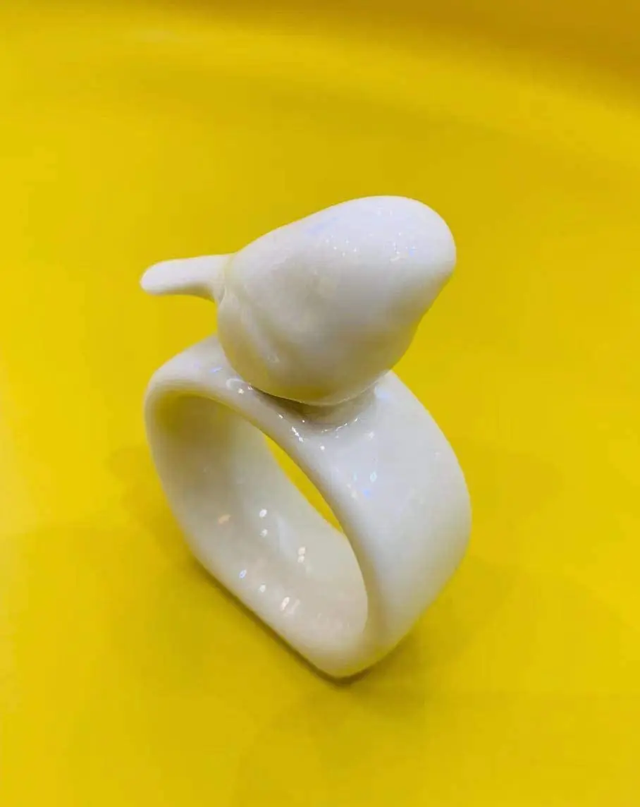Bird Porcelain ceramic Napkin Rings Easter Bunny Napkin Ring Holder for Dinning Room Table Decor White Bunny Napkin Holder