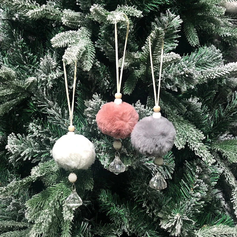 
2021 Christmas Plush cloth pendant acrylic crystal pendant Christmas tree decorations New Year gift 