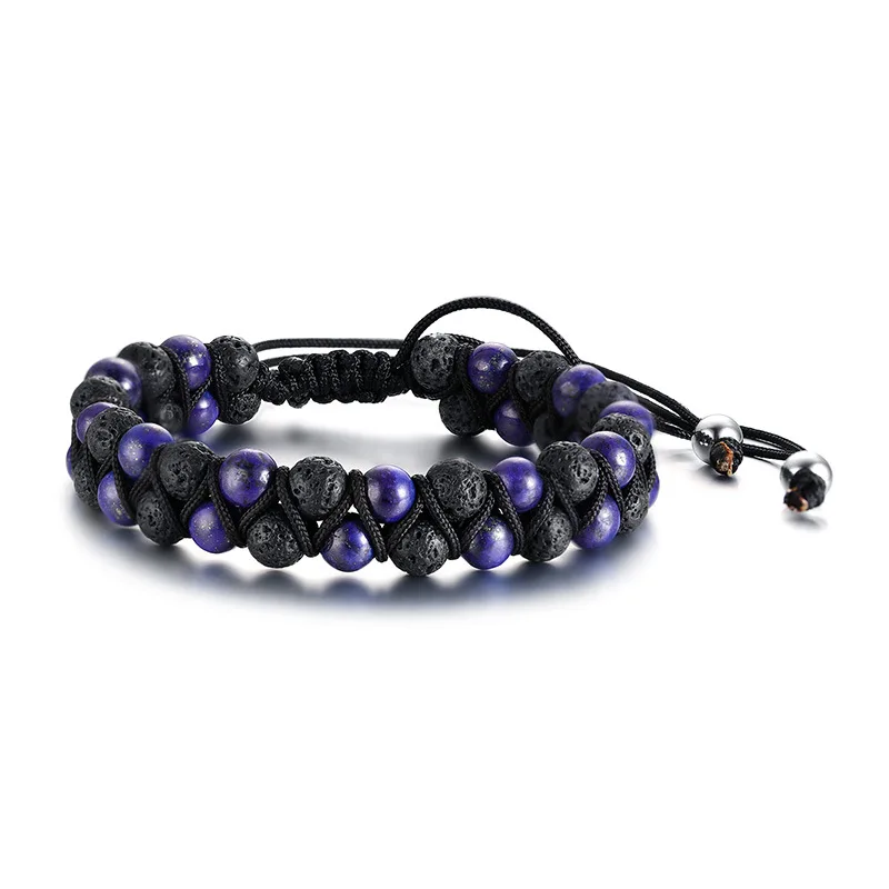 OBE  new arrival wholesale 17-35cm adjustable length volcano  bead   lapis lazuli bracelet men