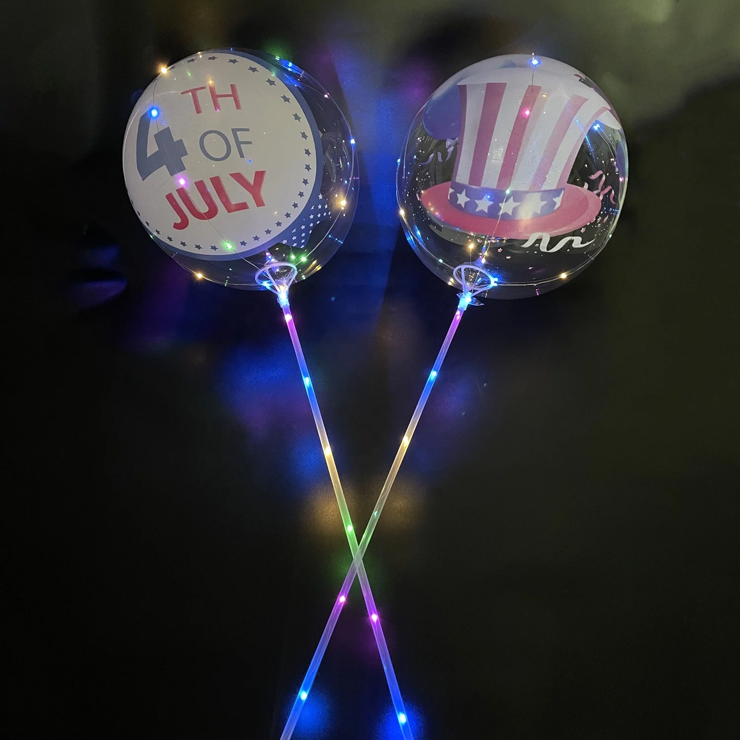 Helium Stuffing New Year Christmas Wedding Party Bubble Balloons Round Confetti Feather LED Light Up Bobo Balloons with Print
