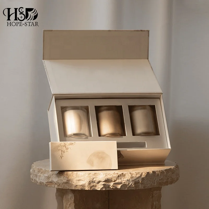 Eco Friendly Logo Printed Cardboard Custom Black Candle Packaging Boxes Luxury Champagne Gift Box For Candles