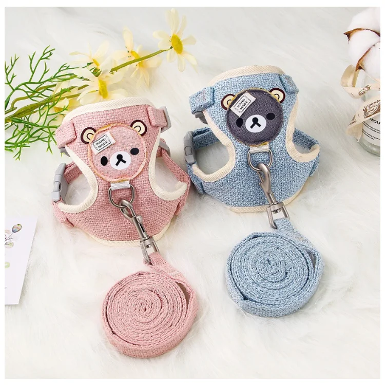 Cute Cartoon Little Bear Dog Leash Net Cloth Breathable Leash Durable Pet Supplies