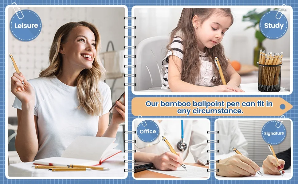 Promotional Bamboo Pen Custom Logo Eco Friendly Gel Ballpoint Pens High Quality Recycled Modern Luxury Pencil Gift Set