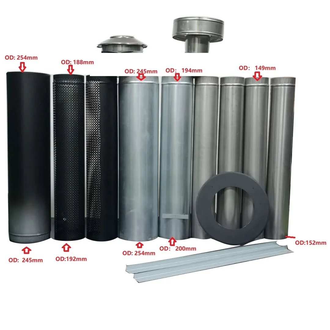 Flue Kit Air Cooled Metalic Black For Freestanding Wood Heaters