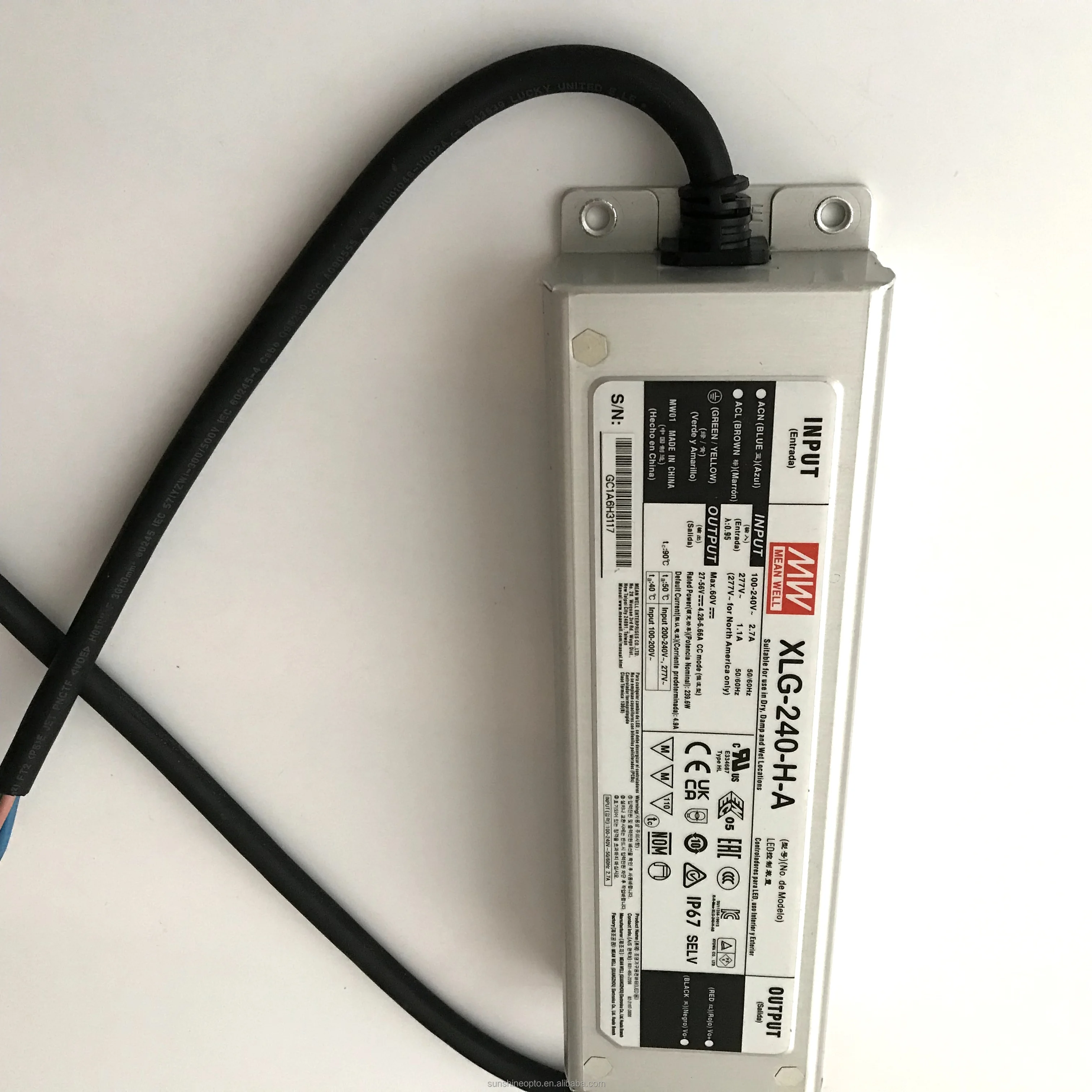 Taiwan Mean Well XLG-240-H-A Street Light 200W 240W 48V 36 Volt 52 Volt Tunable Led Driver