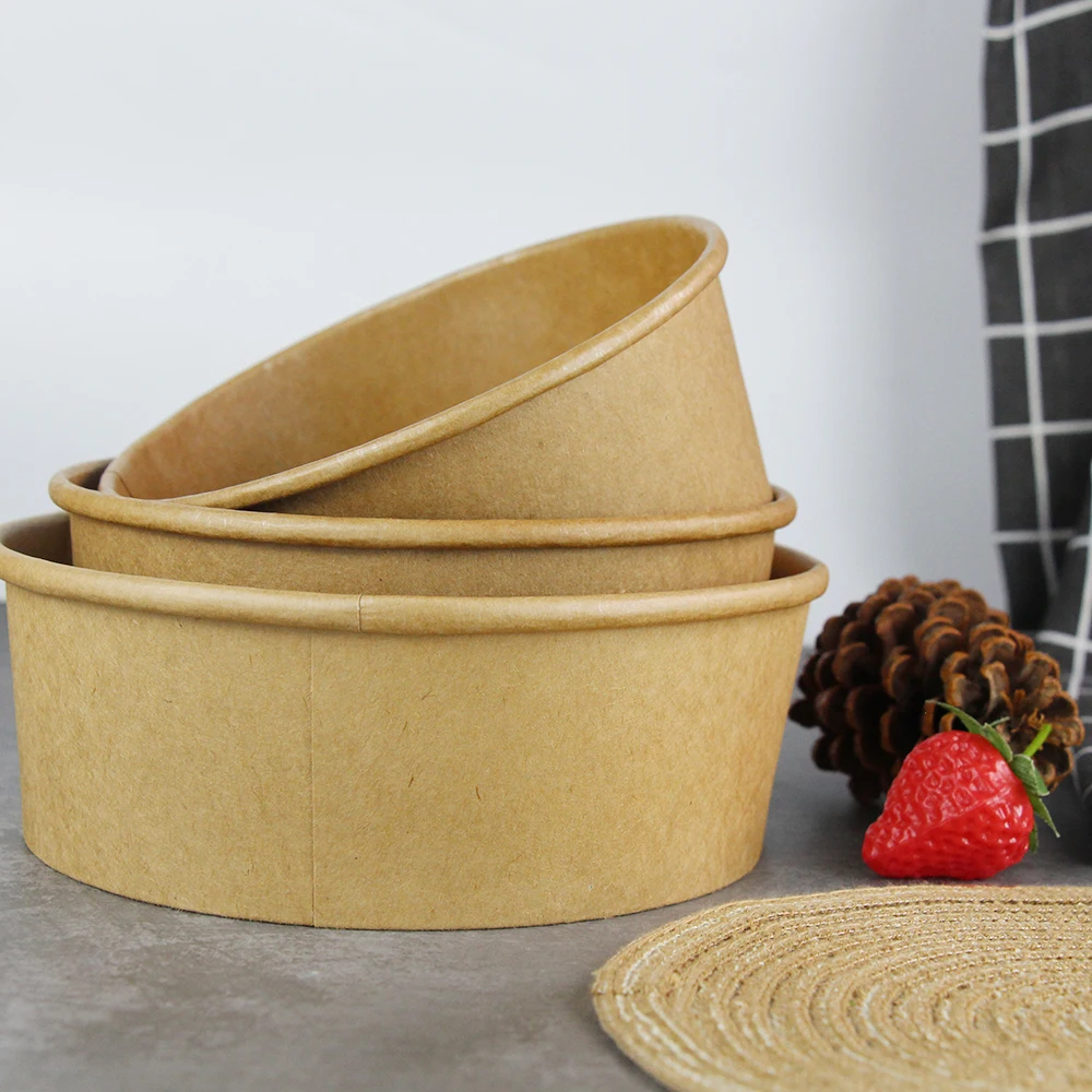 big soup paper cup packaging paper bowl supplier large kraft salad bowl kraft disposable chinese paper soup bowl   with lid