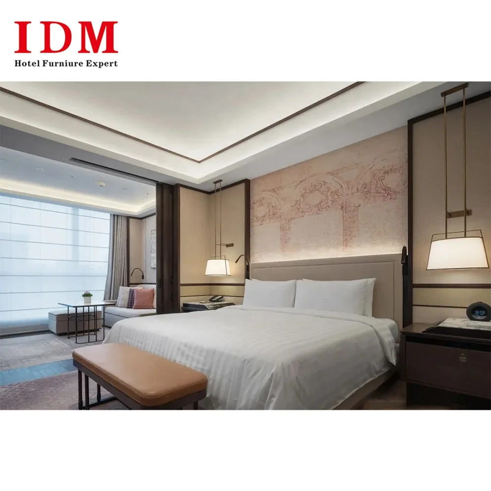 China Foshan Modern Hotel Interior Design Furniture IDM-B017 Hotel Furniture Bedroom Sets