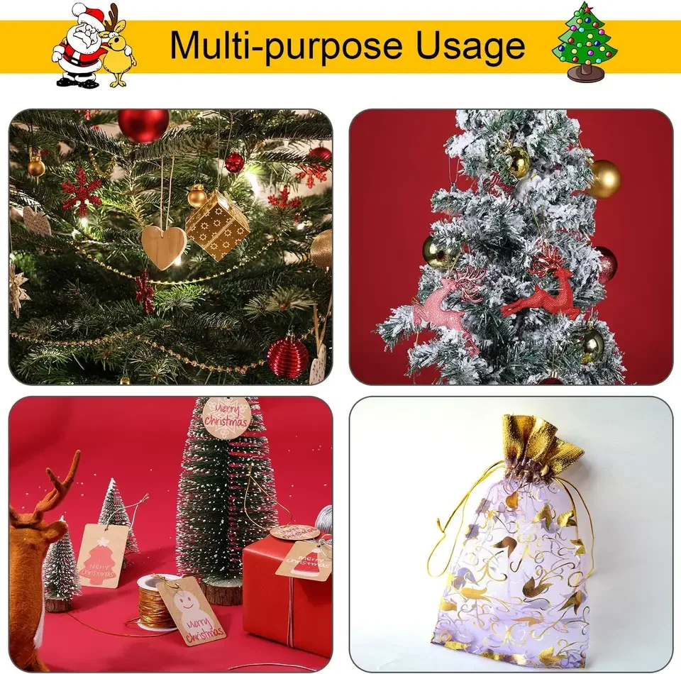 Decoration DIY Gold and Silver Metallic Handmade elastic ties loop cord for Christmas Elastic String