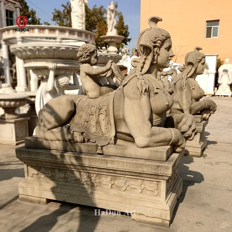 Marble Egyptian Sphinx Statue for Home Decoration Outdoor Ancient Greek White Natural Marble Customized Size