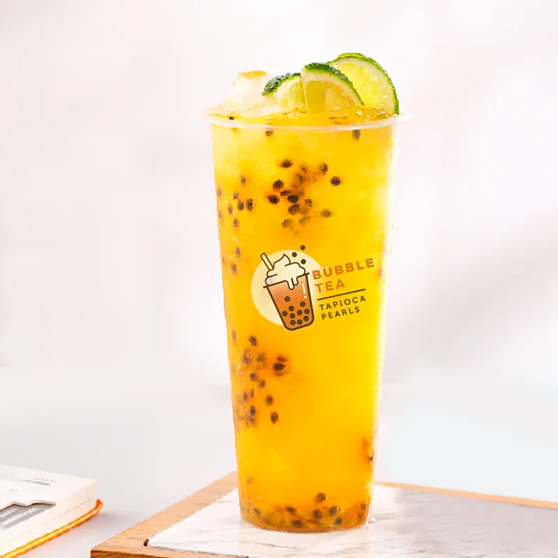 LOKYO Wholesale take away transparent pet 16oz disposable milkshake yogurt boba bubble tea plastic cup with logo