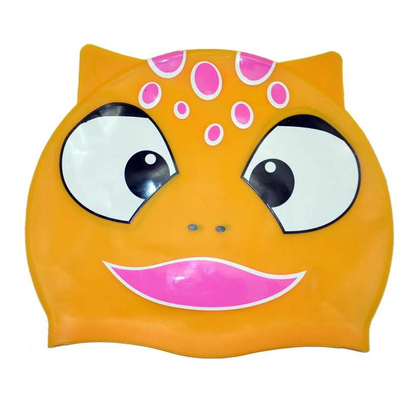 Cartoon design kids swimming hat, junior Swim Cap tiger swim cap custom design