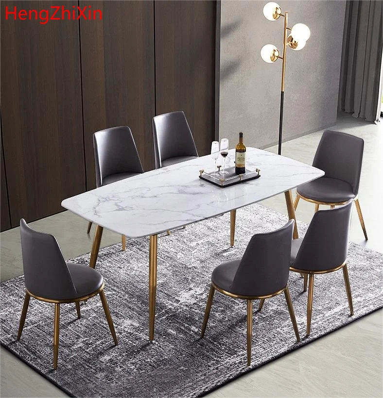 Роскошный каменный обеденный стол, высококлассная мебель для ресторана, современный обеденный стол, набор золотого цвета