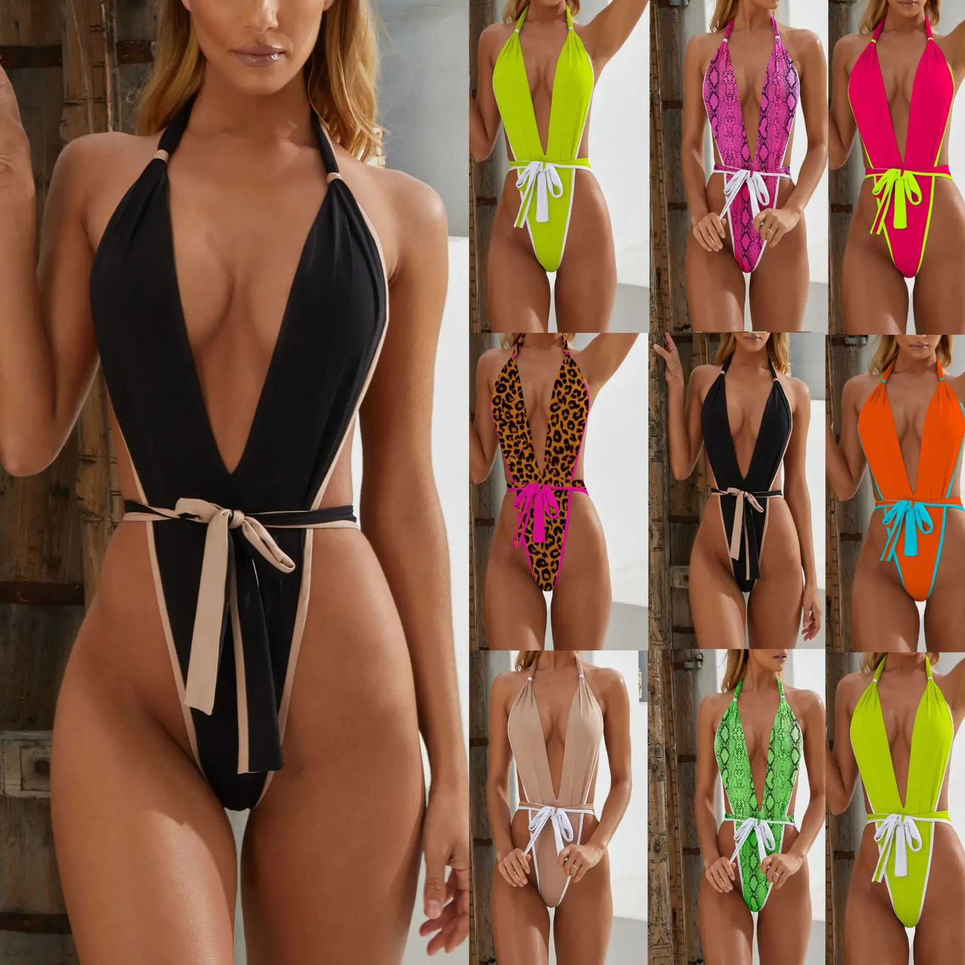 2021 Wholesale Bikini Swimwear Woman One Piece Bandage Swimwear&beachwear Plus Size Swimwear