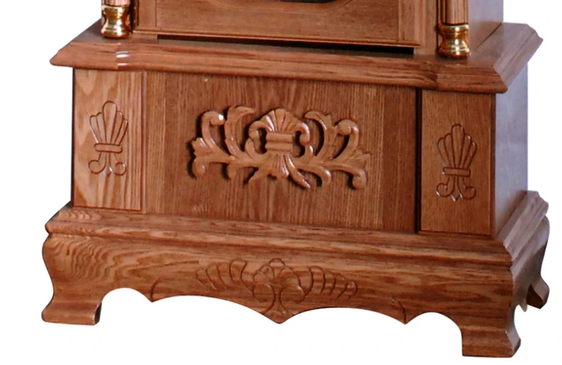 Traditional timepiece Wooden Floor Grandfather clock Polished brass-finished weight shells pendulum