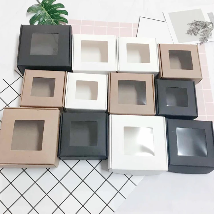 Simple Style Handmade Soap Box Kraft Paper Box With Clear Window With High Quality Low Price For Valentine Day Soap Packaging