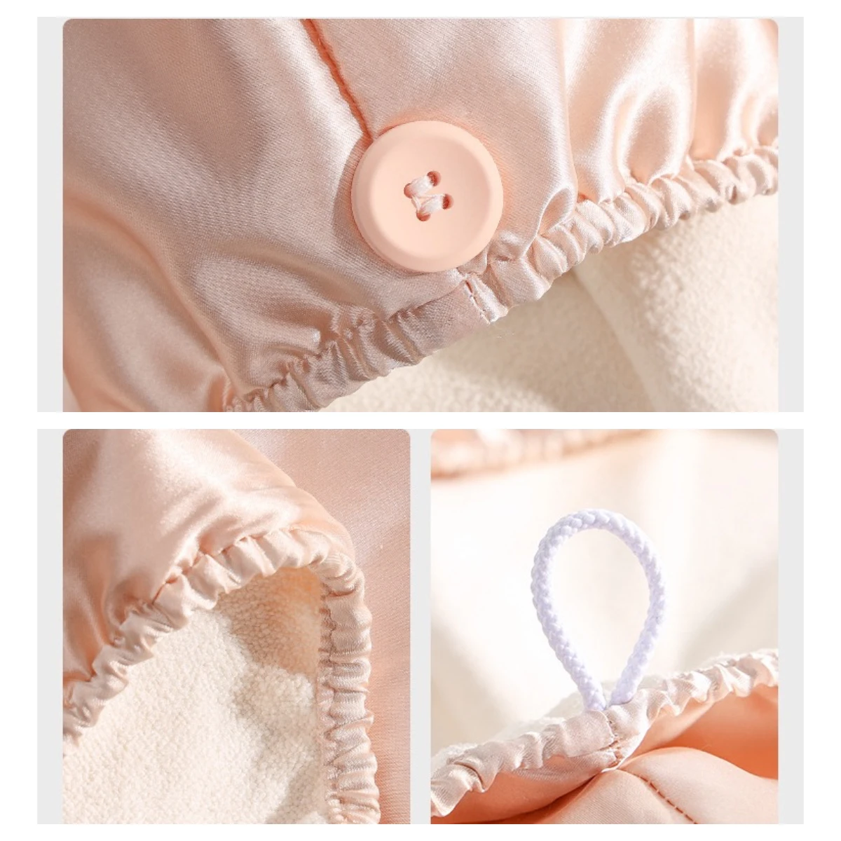 Luxury Two Layer Turban Dry Hair Hat Microfiber Shower Cap Beauty Silk Stain Double Side Microfiber Stain Hair Drying Towel Cap