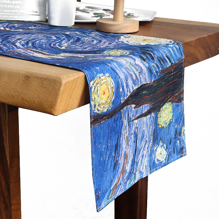 custom printing linen table runner and placemat set table runner for weddings party