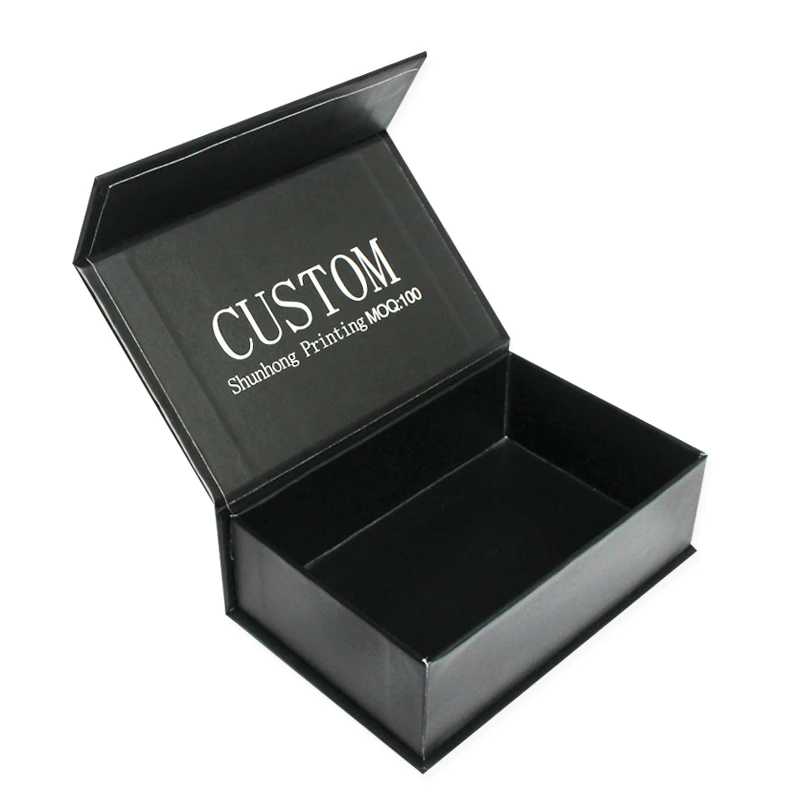 custom design logo luxury clothes packaging black paper cardboard boxes with magnetic