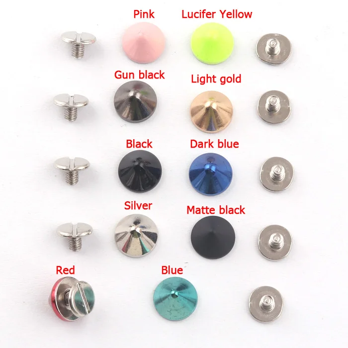 8x10mm Colorful cone shape Rivets metal double cap rivet fot clothing and leather handbag leather belt craft rivet studs