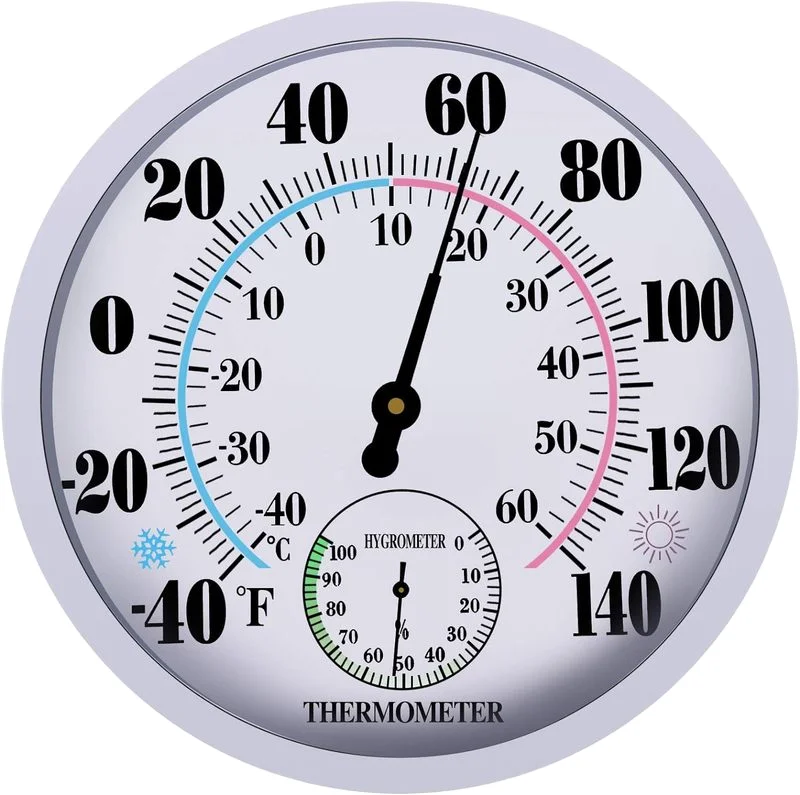 Indoor Outdoor Thermometer Large Numbers Wall Thermometer Hygrometer Waterproof Does not Require Battery 10 inch Wireless Hangi