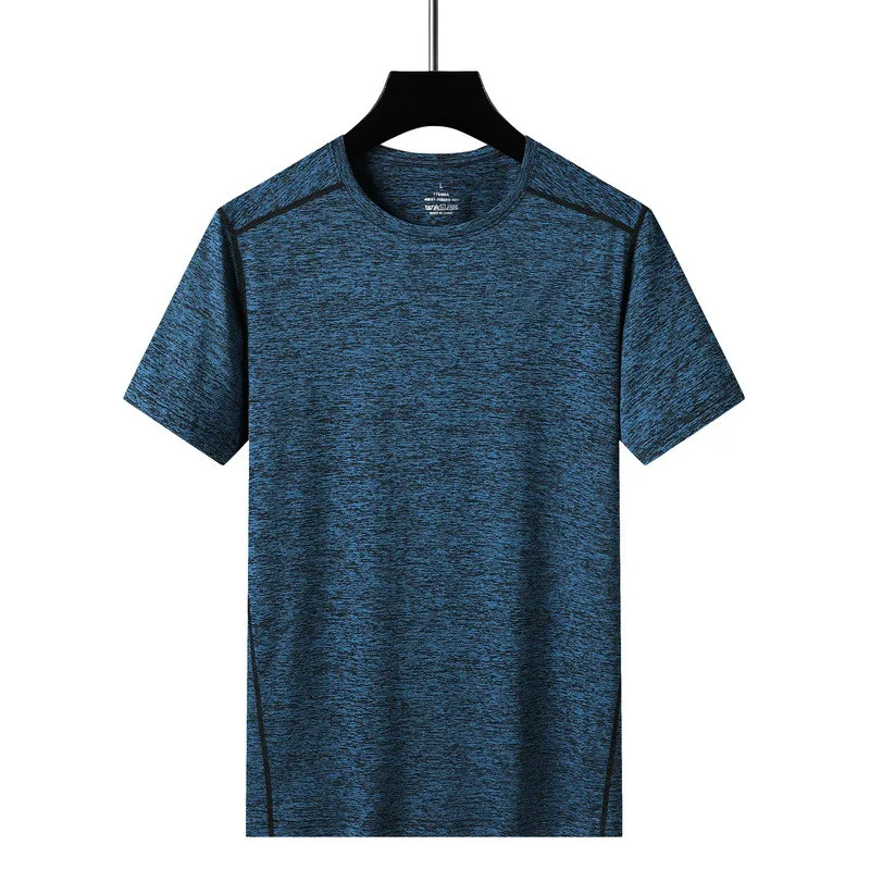SUMMER Men 8XL O-neck Quick Dry Ice Silk Breathable Running Tshirt Fitness Sports Gym Wear