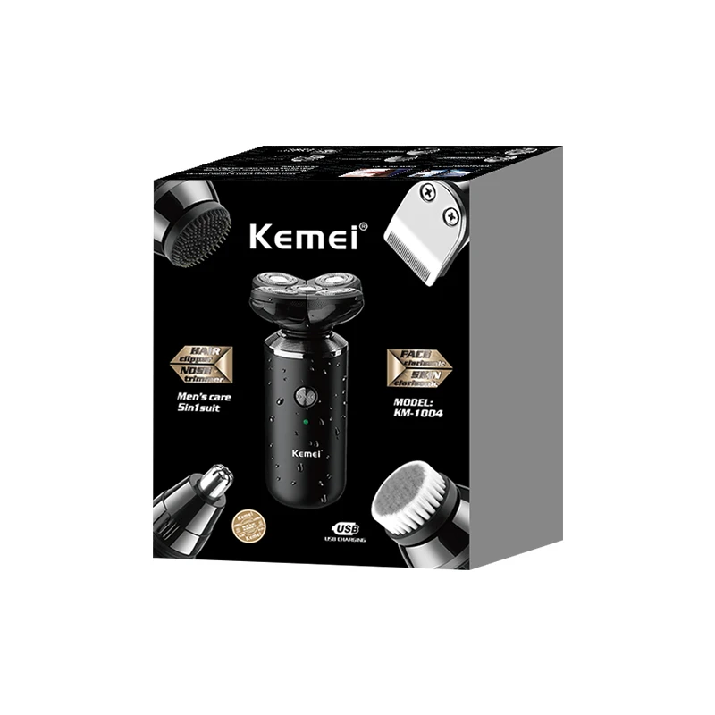  Kemei KM-1004 электробритва для мужчин электрическая бритва аккумуляторная 5 головка бритвенный станок многофункциональный набор ухода за черного