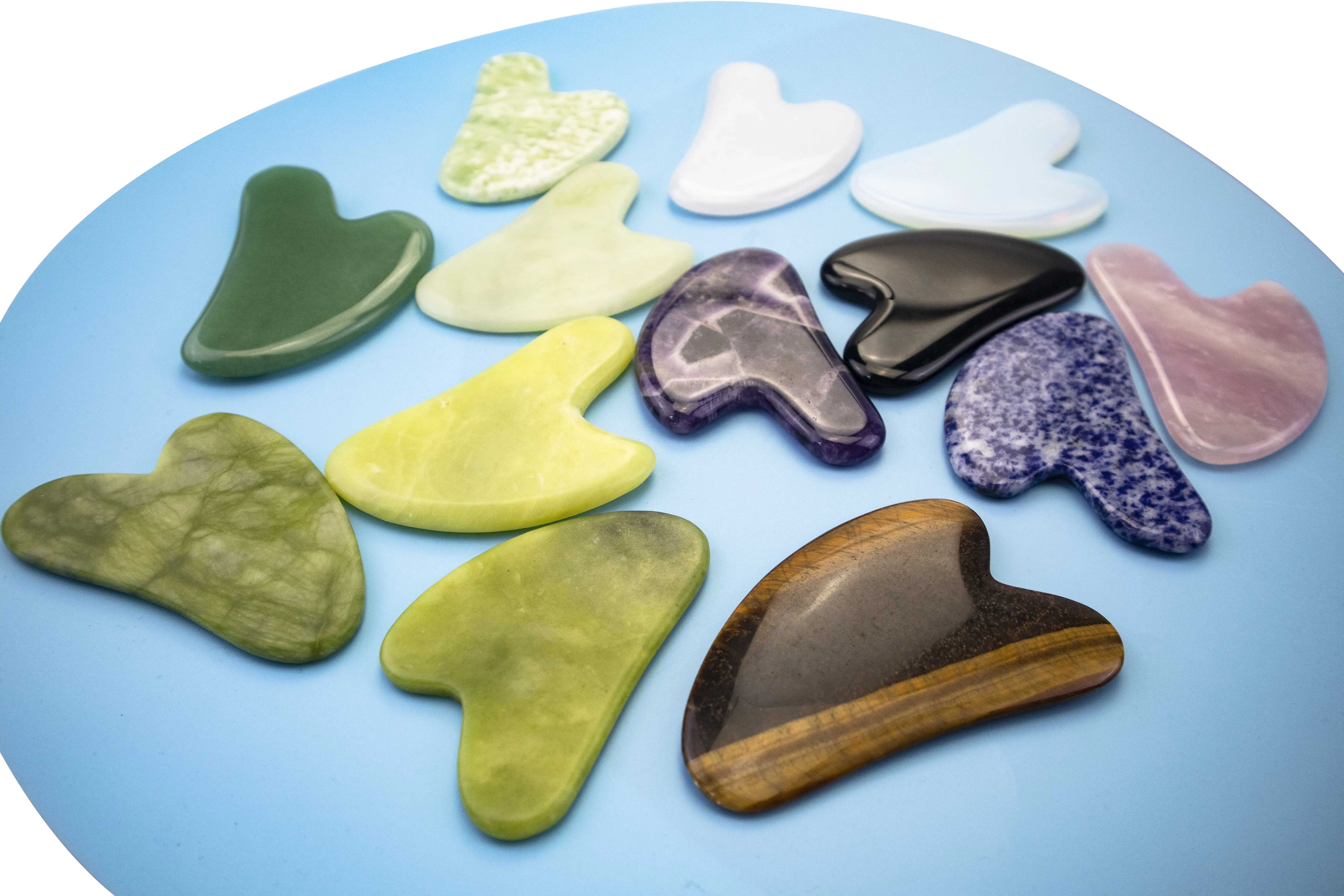 100% Natural Quartz Jade v Shape Gua Sha Massage Scraping for Face