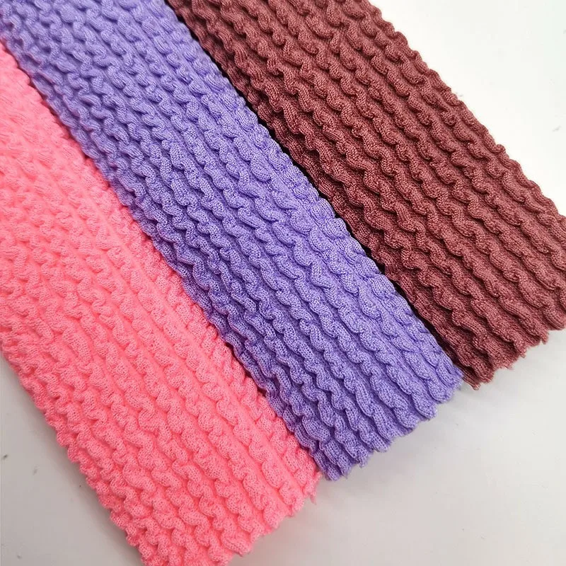 Double-Faced Bubble Jacquard Fabric Elastic Knit Jacquard Crinkle for Baby for Dress and Swimsuit Headband