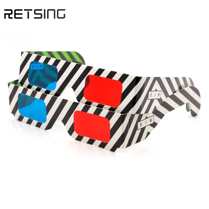 Red Blue Lens Cardboard 3D Digital Glasses for Videos, Movies
